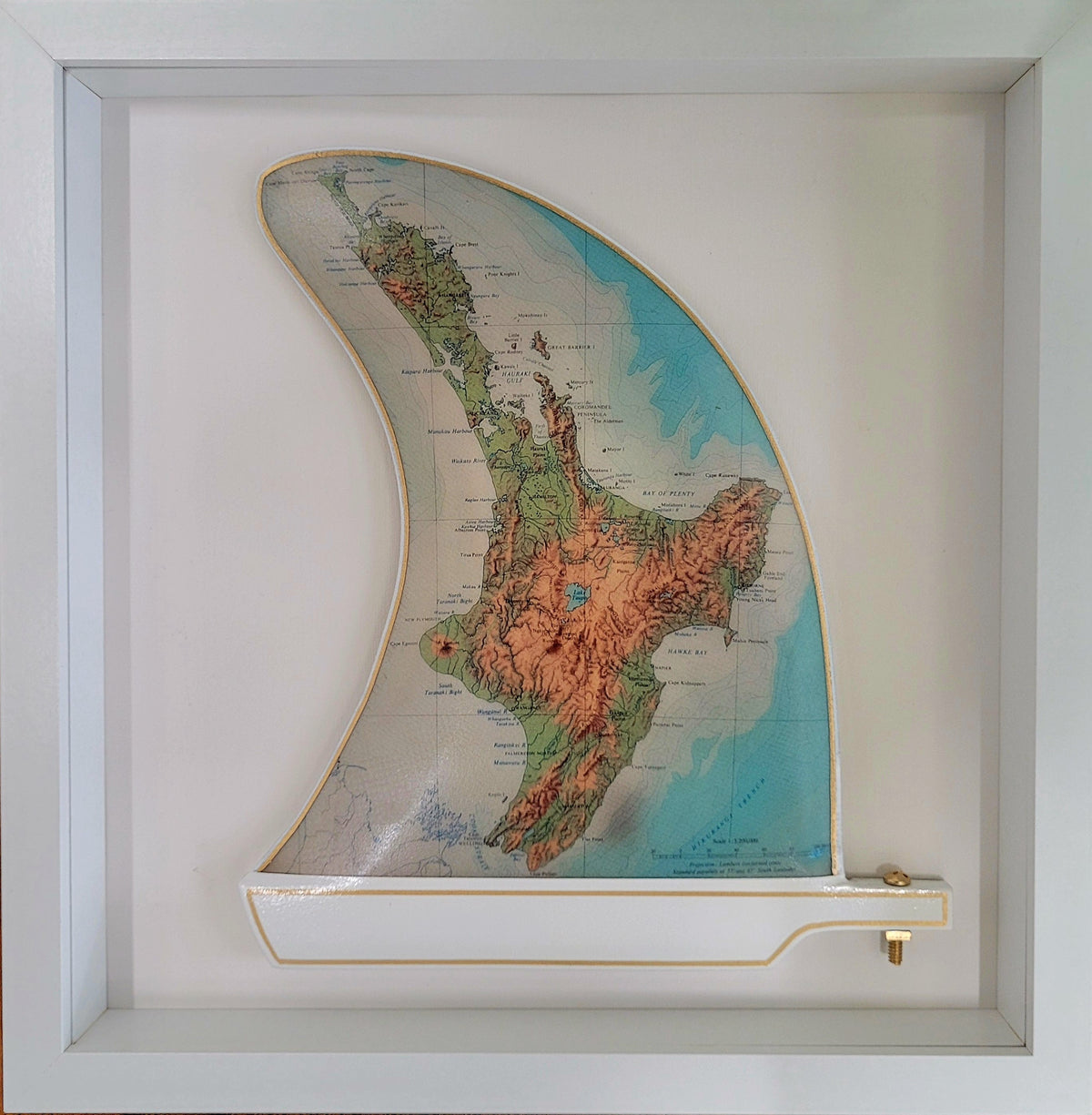 Te Ika-a-Māui Wooden Framed Fin Art